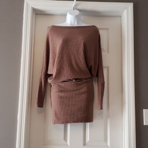 Ribbed off the shoulder mini dress